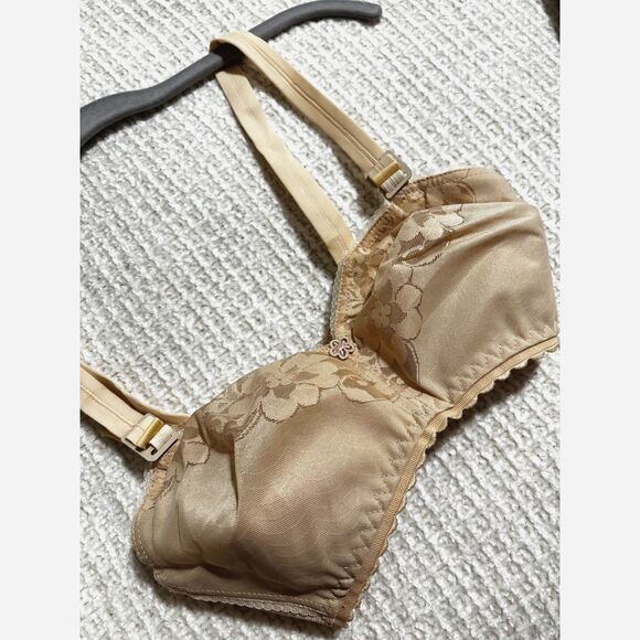 Vintage Penny Rich P-58 Bra 28E Soft Cup Nude Floral No Wire Fits 28A-30B USA - Picture 3 of 7